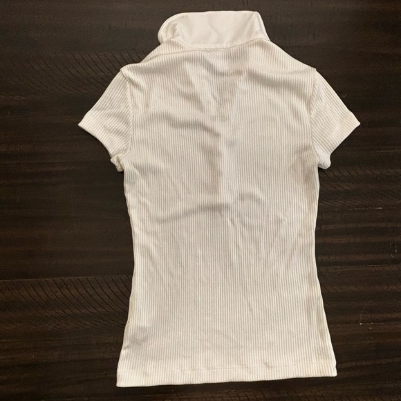 Winter white Club Monaco polyester ribbed polo. Fitted. Size small - Picture 2 of 6